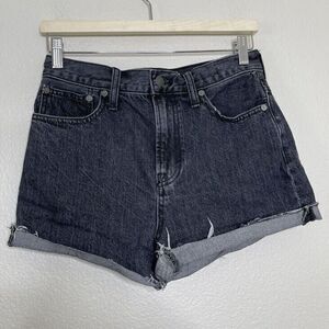 Madewell Perfect Jean Short Sz 25 Black Cut Off Denim Summer 90s Retro High Rise